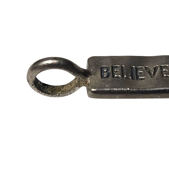 Believe In Miracles Silver Toned Rectangular Pendant Charm Inspirational Jewelry - Picture 2 of 4